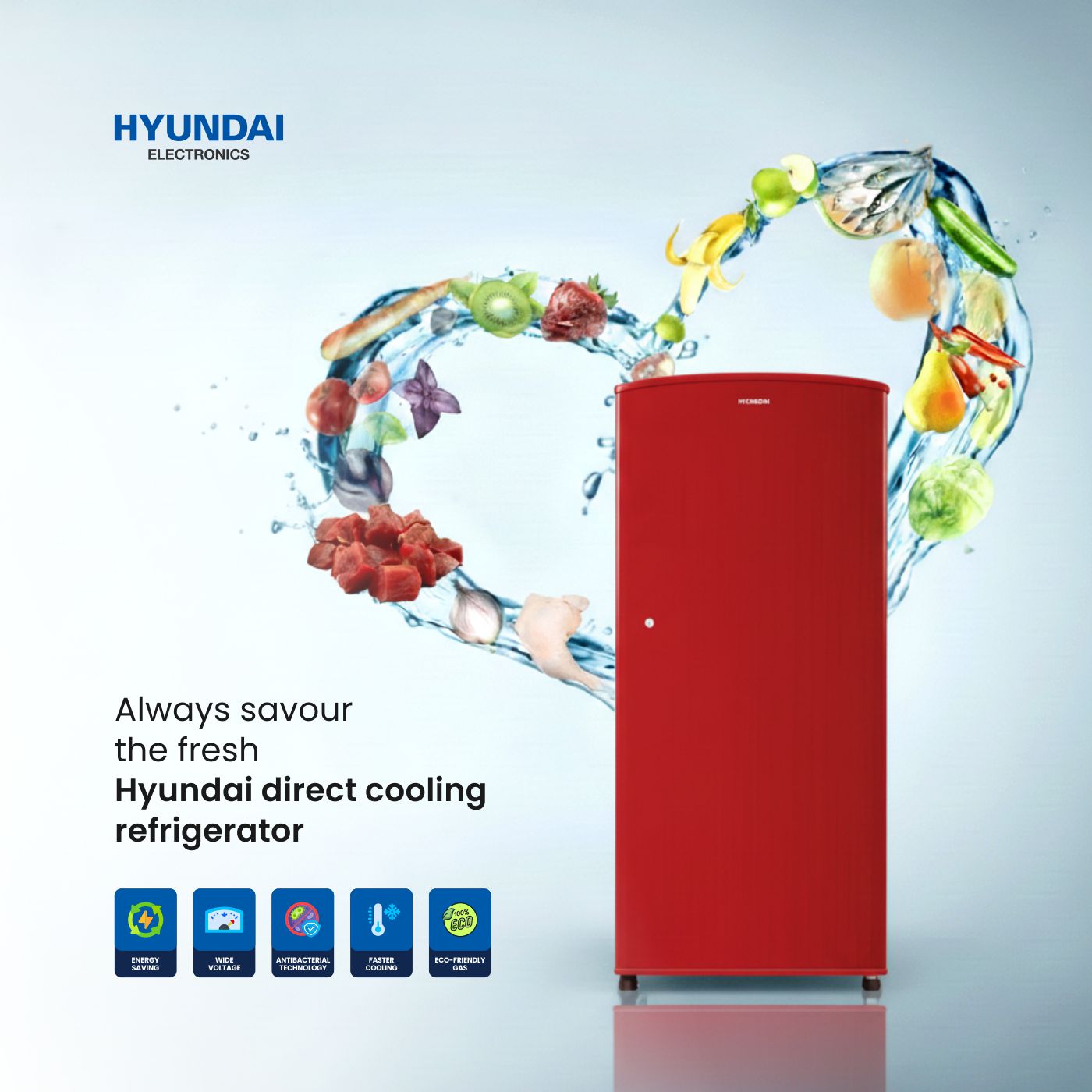 Buy Hyundai | 185 Litre Single Door Refrigerator | Model REFHP212PTRW/RB-QEH | PCM Curve Design