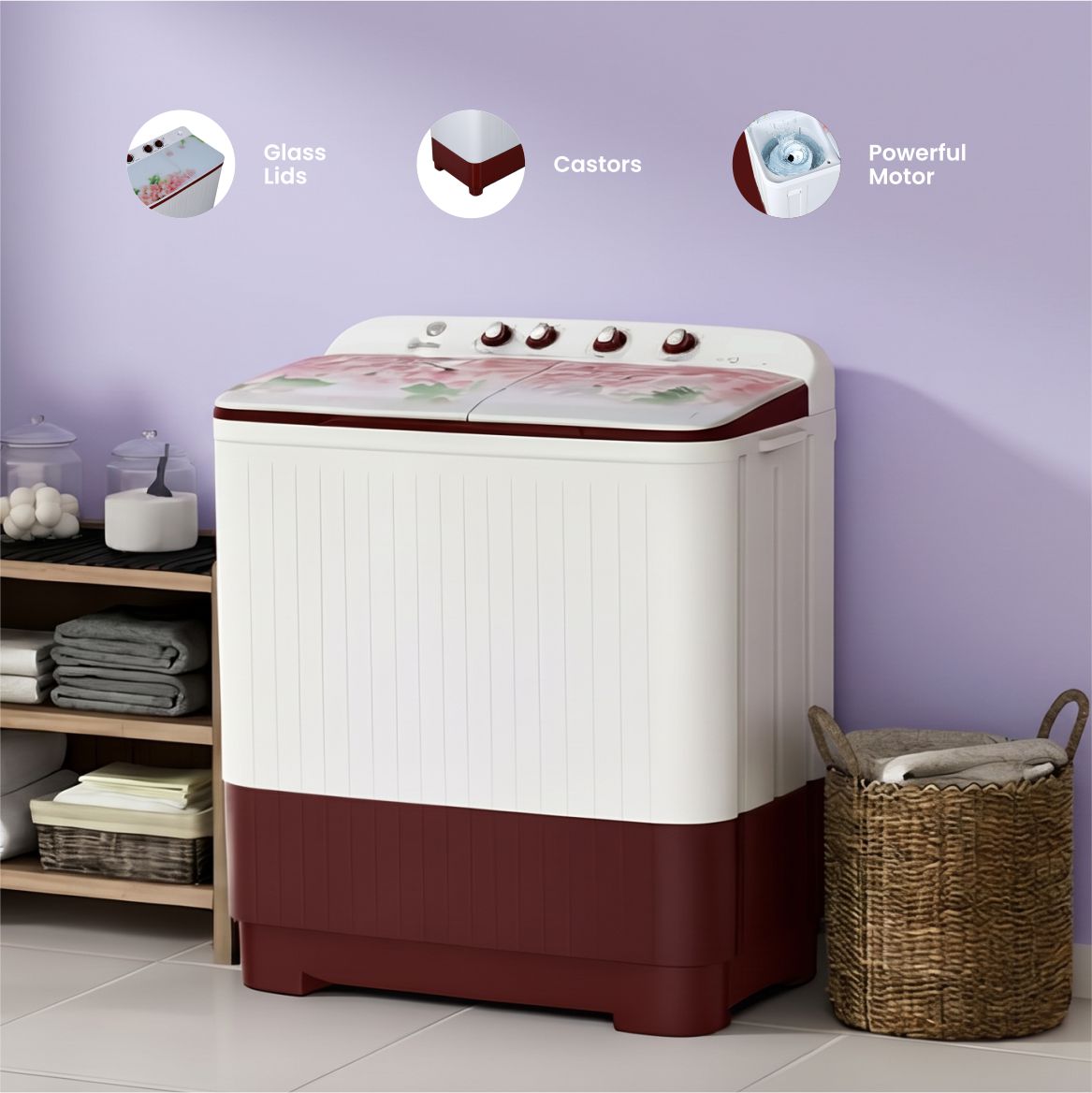 BOLLD 7.5 Kg Semi Automatic Washing Machine with Easy Wash, Water Level Selector & Radio Knobs