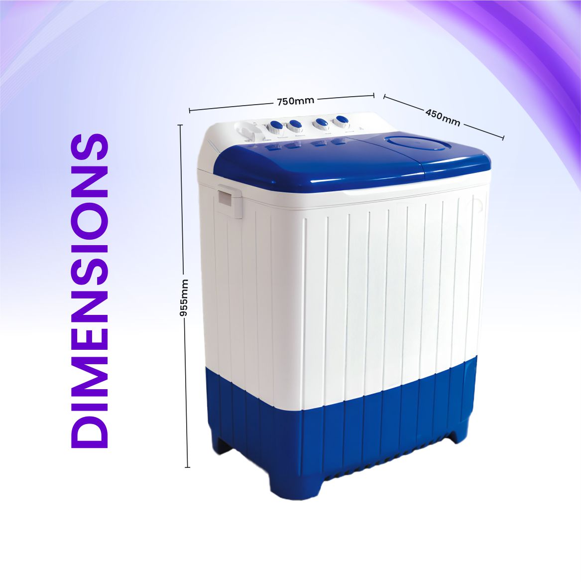 BOLLD 7.7kg  Semi Automatic Washing Machine with Easy Wash, Water Level Selector & Radio Knobs