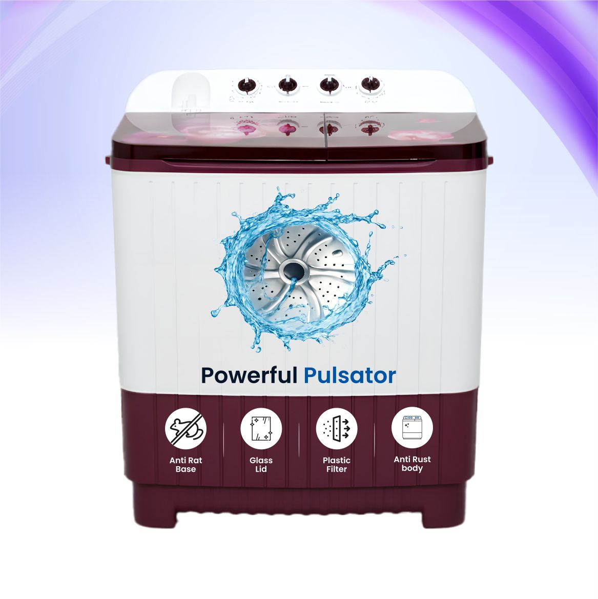 BOLLD 8.5 Kg Semi Automatic Washing Machine with Easy Wash, Water Level Selector & Radio Knobs